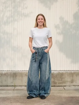 Women's Baggy Sportswear Jeans with Side Stripes — view 1