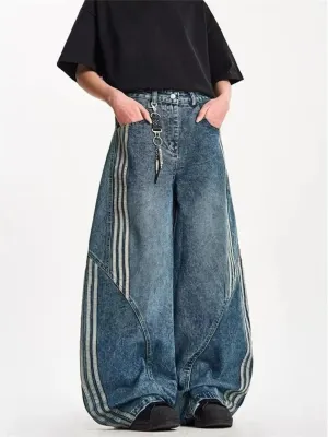 Women's Baggy Sportswear Jeans with Side Stripes — view 5