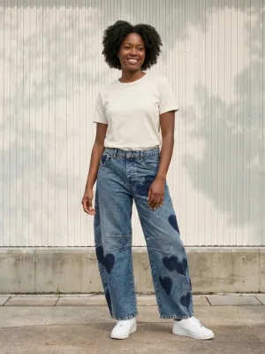 Women's Barrel Jeans with Heart Motif — view 1