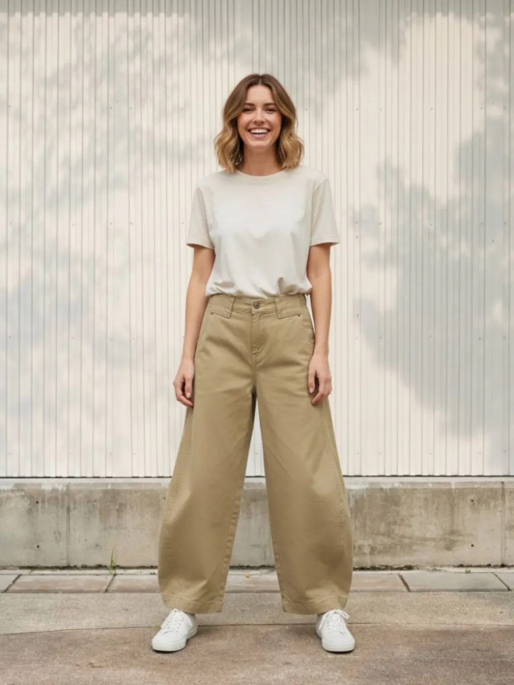 Women's Beige Retro-Inspired Wide-Leg Jeans — a pair designed to be worn everywhere