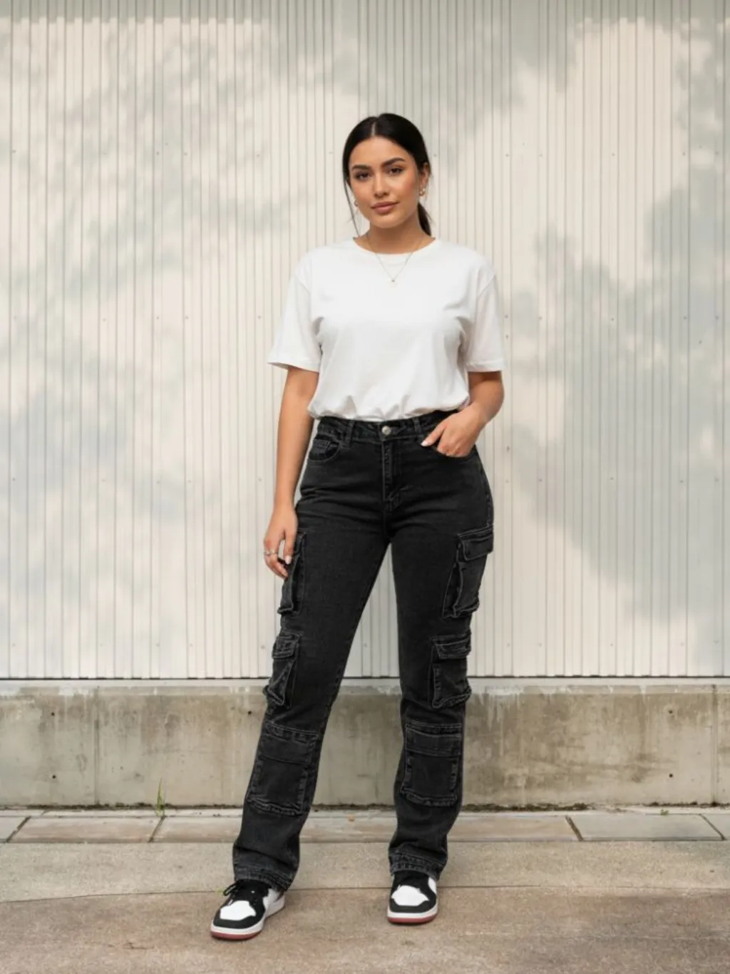 Women's Black Cargo Jeans