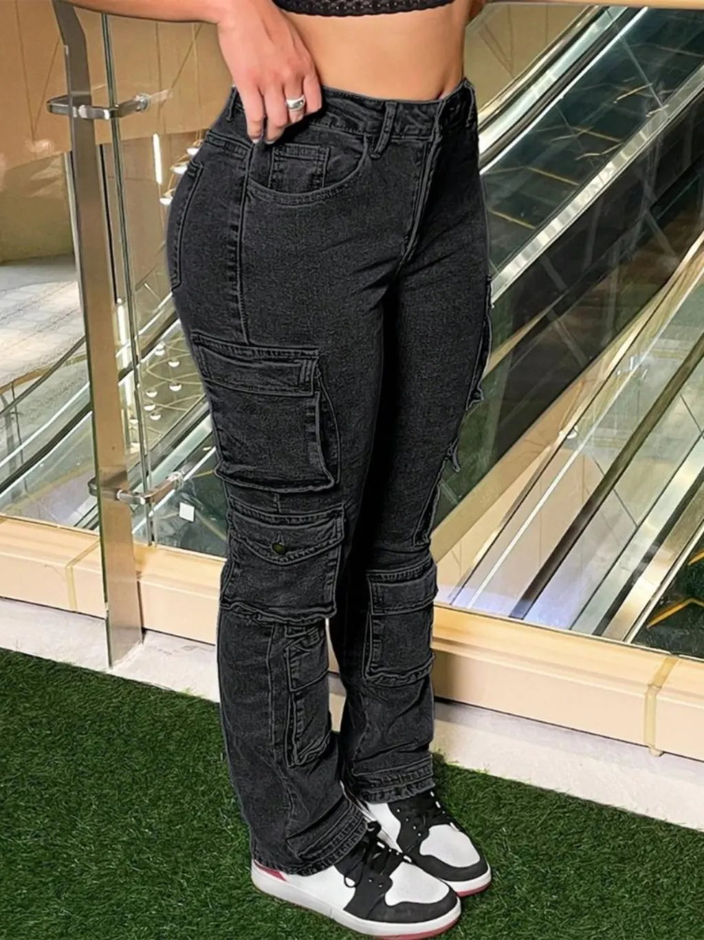 Women's Black Cargo Jeans — quality denim, made to last