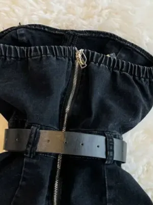 Women's Black Denim Bandeau Playsuit — view 4