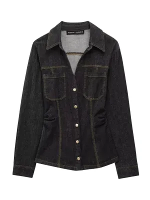Women's Black Denim Set Shirt & Trousers — view 2