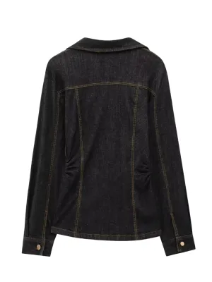 Women's Black Denim Set Shirt & Trousers — view 3