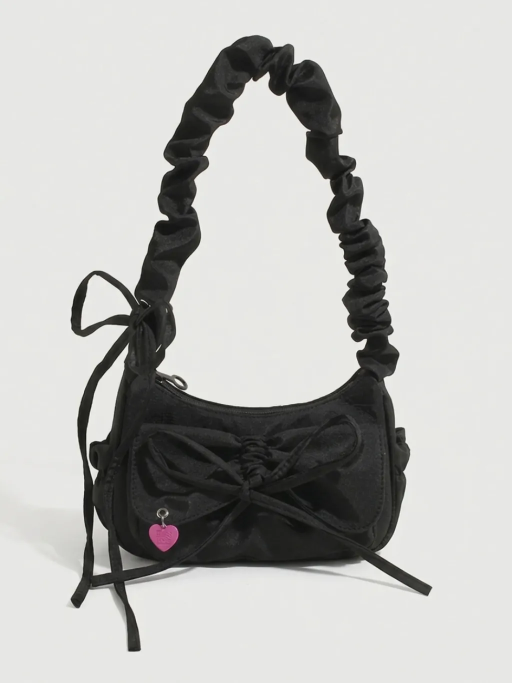 Women's Black Denim Shoulder Bag with Scrunchie Strap — endless ways to style it