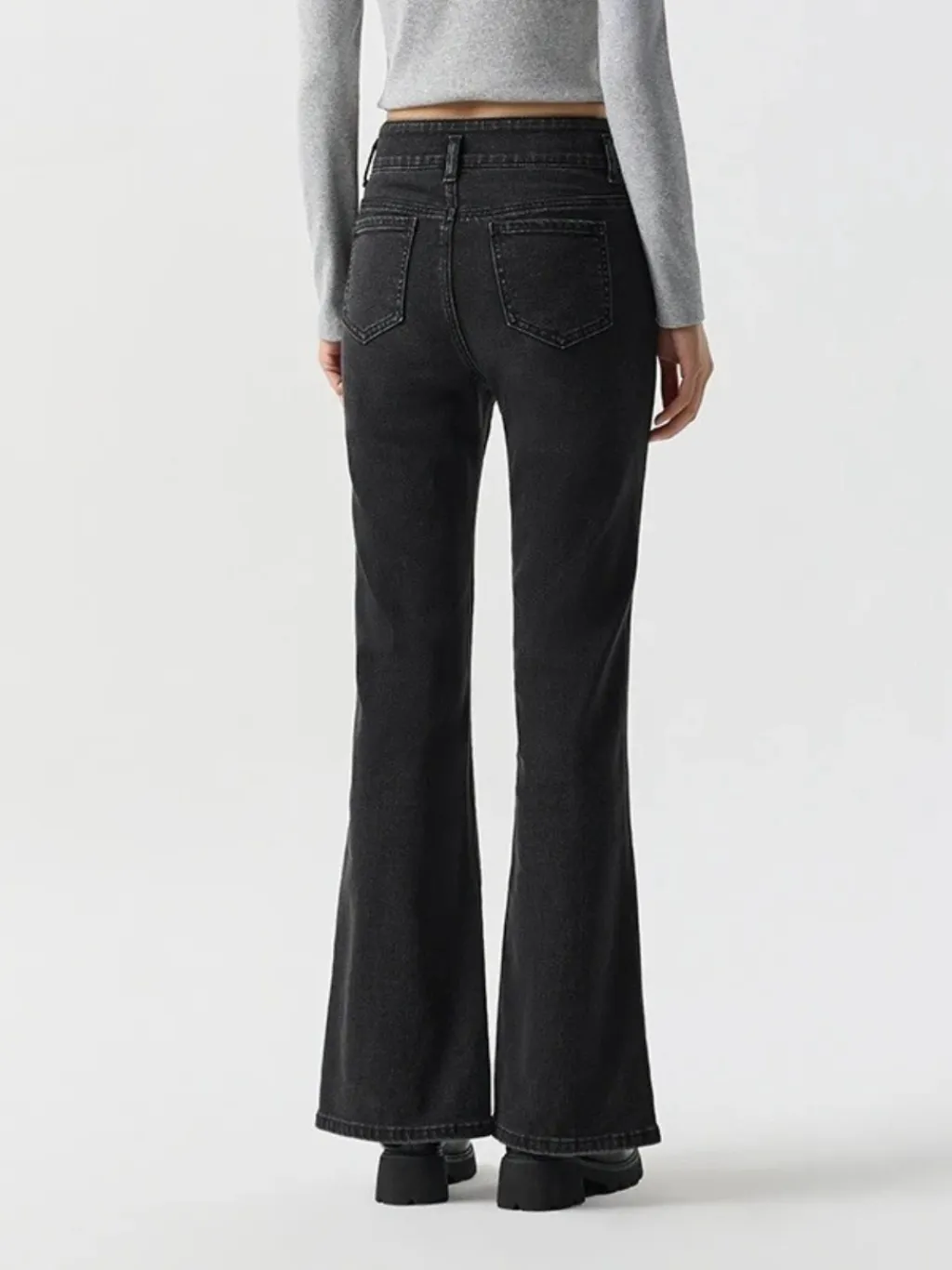 Women's Black Flared Vintage Jeans with Slits — endless ways to style it