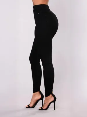 Women's Black High-Waisted Skinny Jeans — view 3