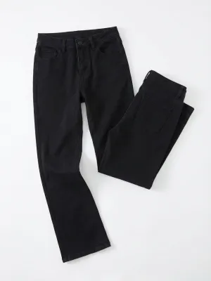 Women's Black High-Waisted Straight 7/8 Jeans — view 3