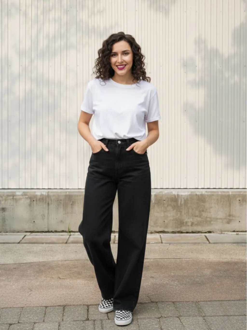 Women's Black High-Waisted Wide-Leg Jeans
