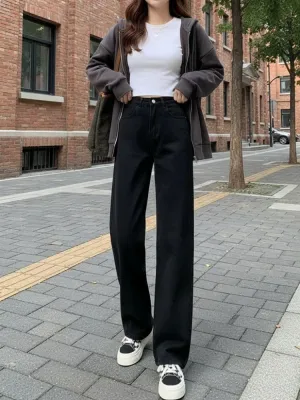 Women's Black High-Waisted Wide-Leg Jeans — view 2