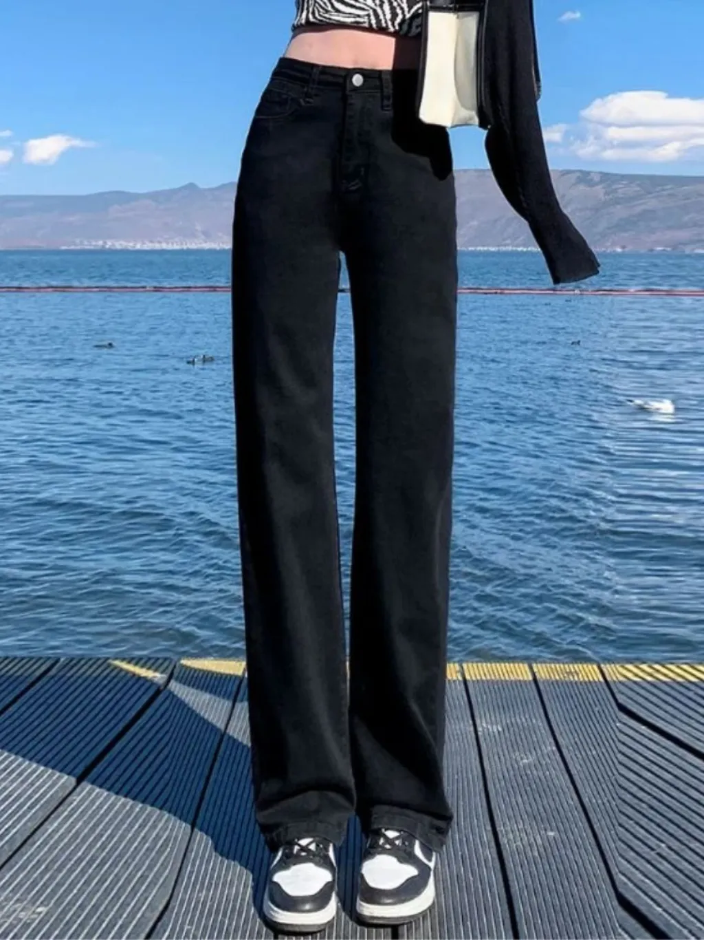 Women's Black High-Waisted Wide-Leg Jeans — endless ways to style it