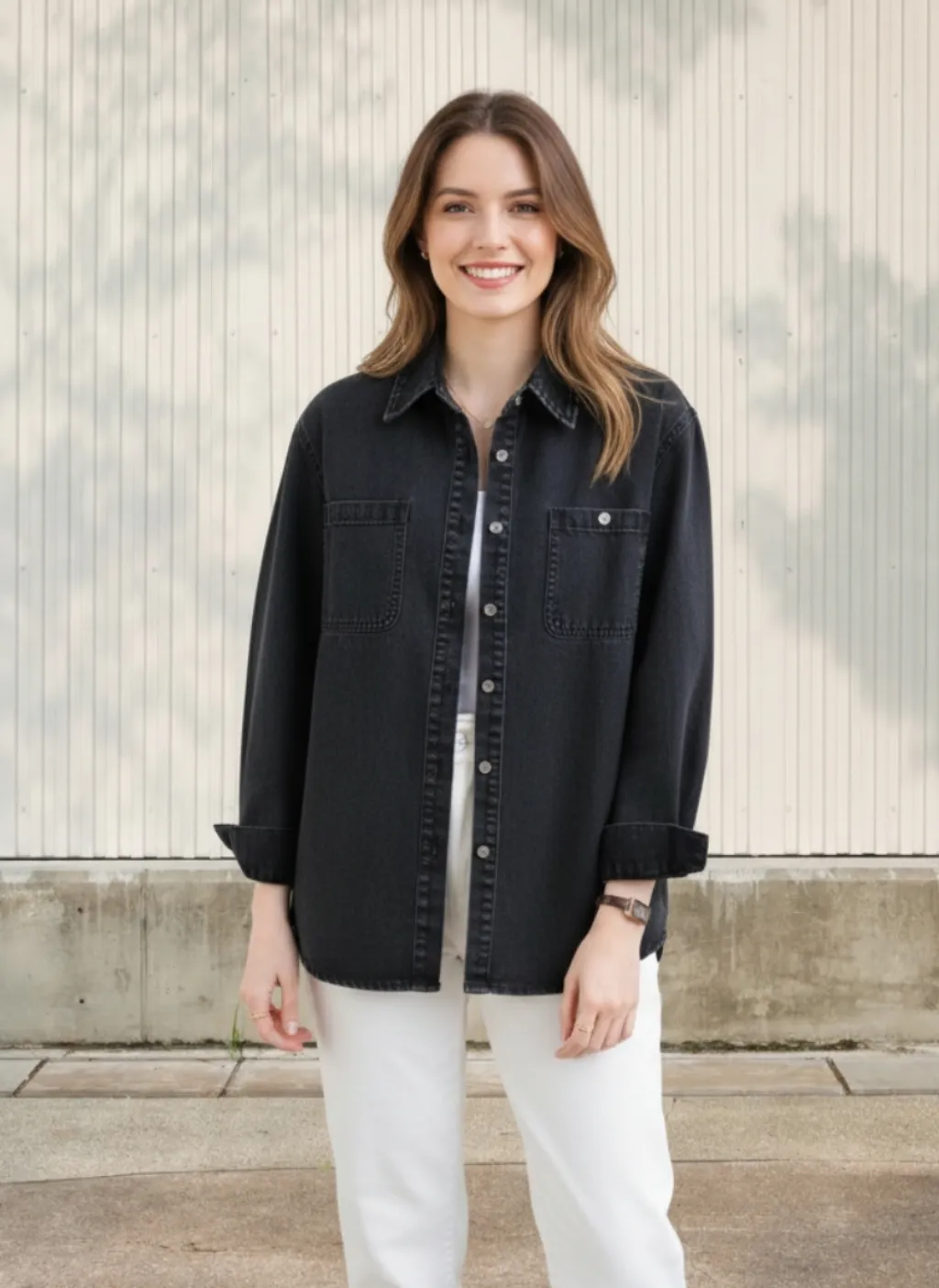Women's Black Oversized Denim Shirt