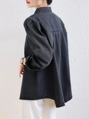 Women's Black Oversized Denim Shirt — view 6