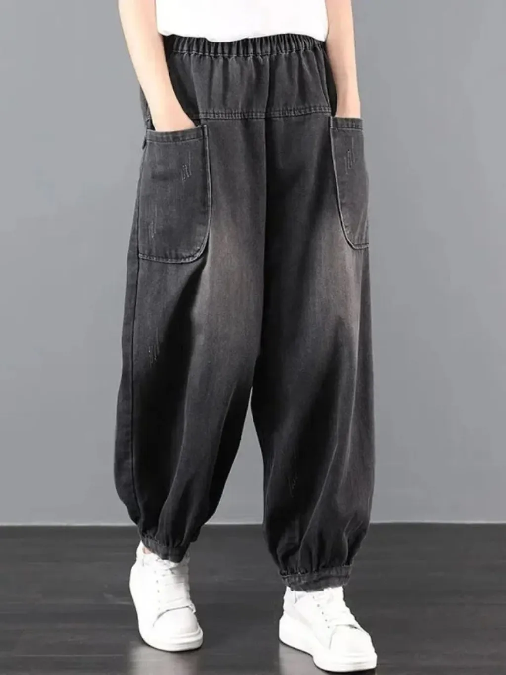 Women's Black Washed Balloon Jeans — a pair designed to be worn everywhere