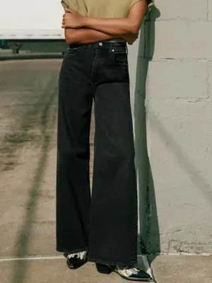 Women's Black Wide-Leg Flare Jeans — view 2