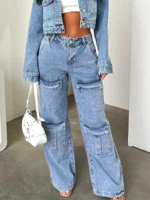 Women's Blue Denim Multi-Pocket Work Jeans — view 3