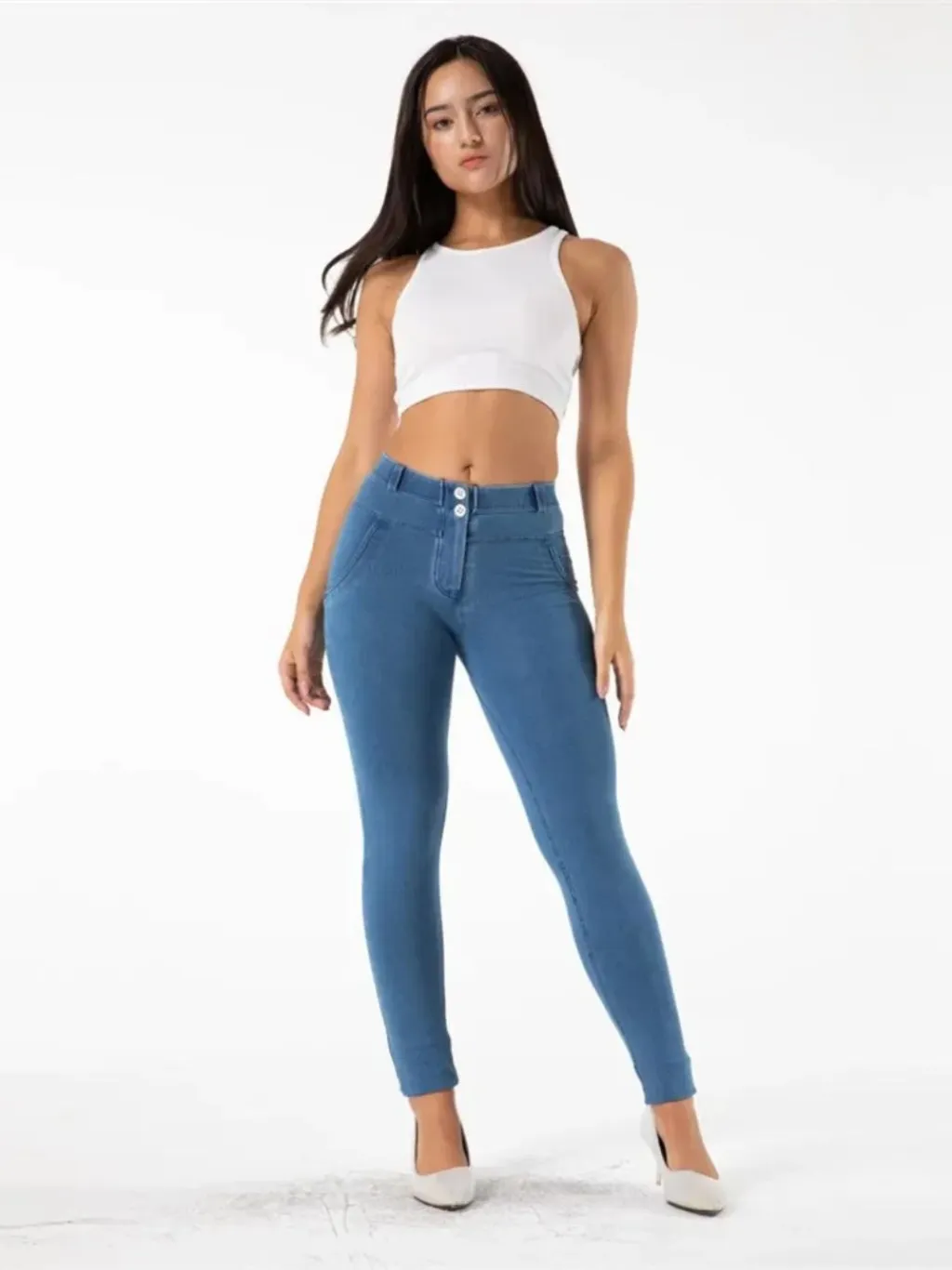Women's Blue Denim Push-Up Sculpting Jeans — endless ways to style it