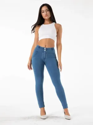 Women's Blue Denim Push-Up Sculpting Jeans — view 4
