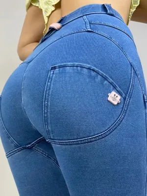 Women's Blue Denim Push-Up Sculpting Jeans — view 5