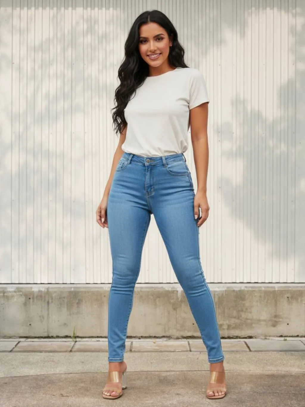 Women's Blue High-Waisted Skinny Jeans