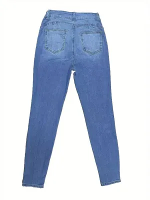 Women's Blue High-Waisted Slim Jeans — view 6