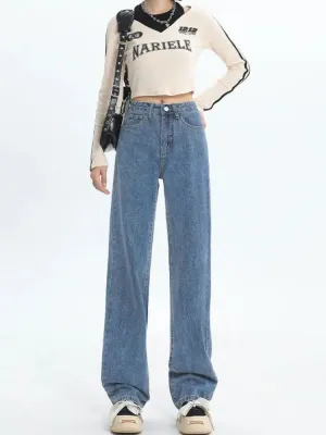 Women's Blue High-Waisted Wide-Leg Jeans — view 3