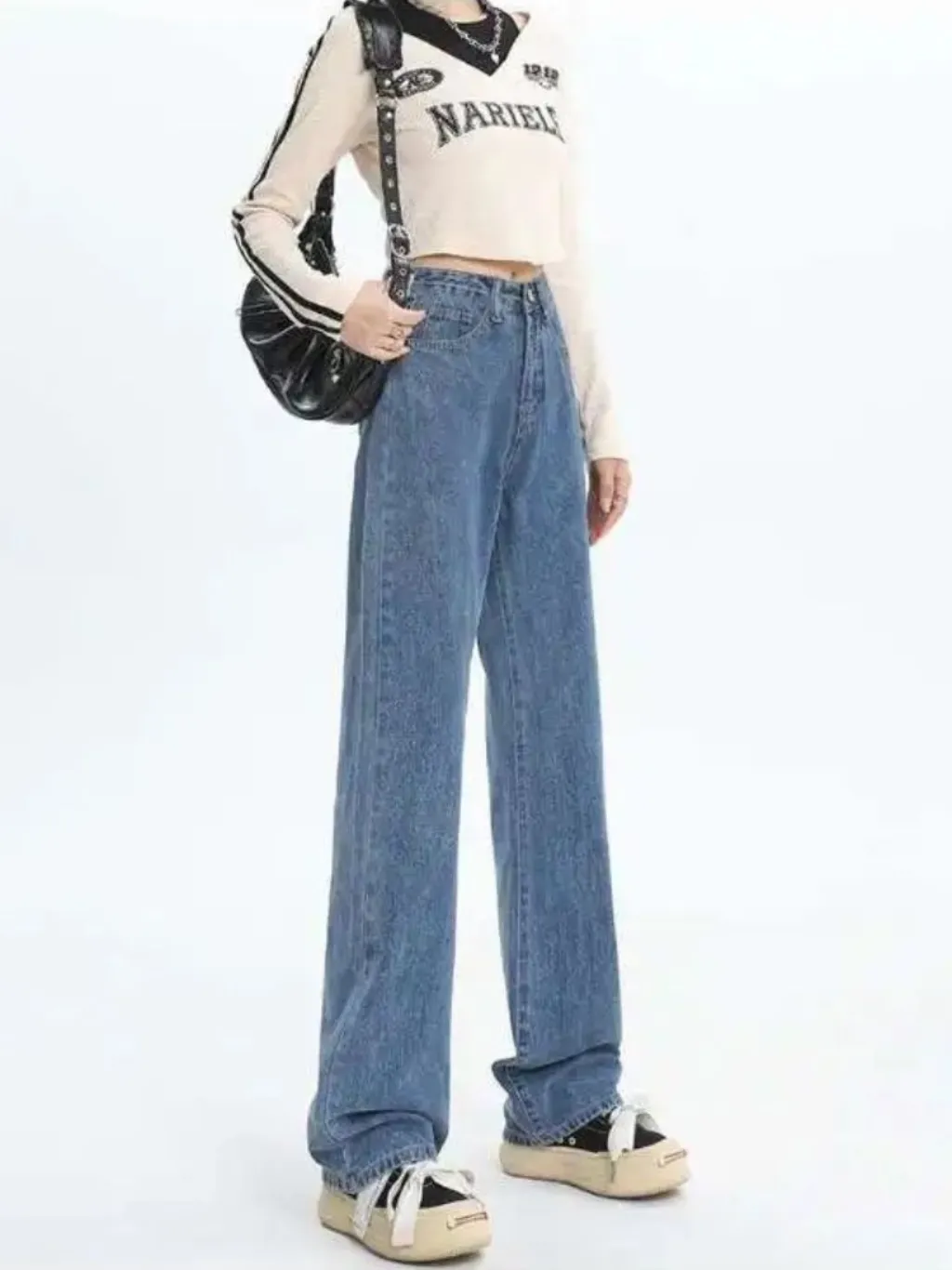 Women's Blue High-Waisted Wide-Leg Jeans — endless ways to style it