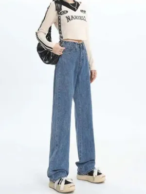 Women's Blue High-Waisted Wide-Leg Jeans — view 4