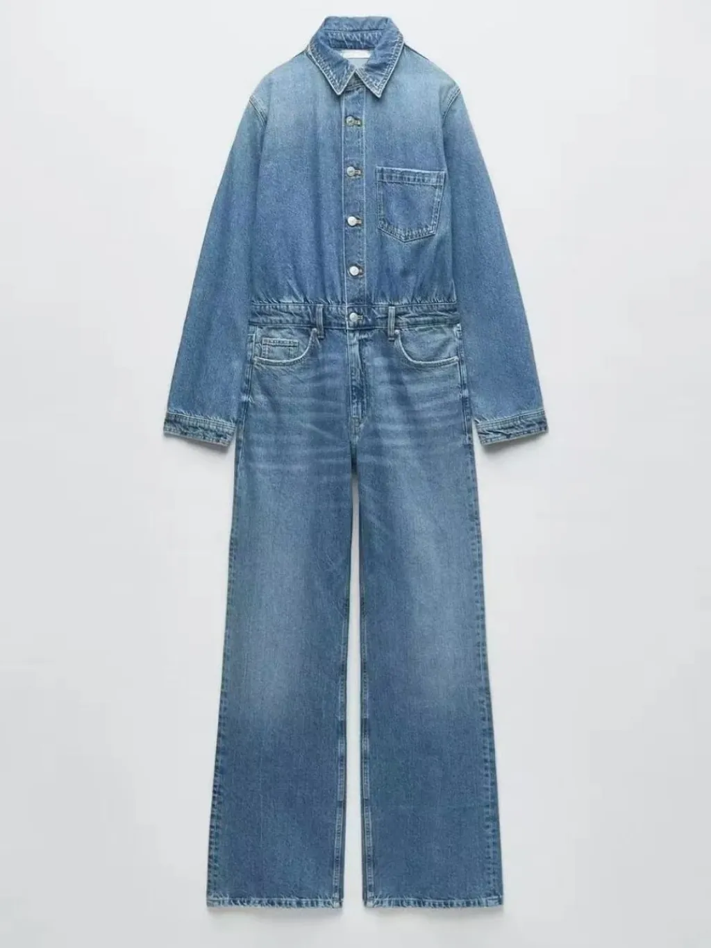 Women's Blue Long-Sleeve Denim Jumpsuit — a pair designed to be worn everywhere