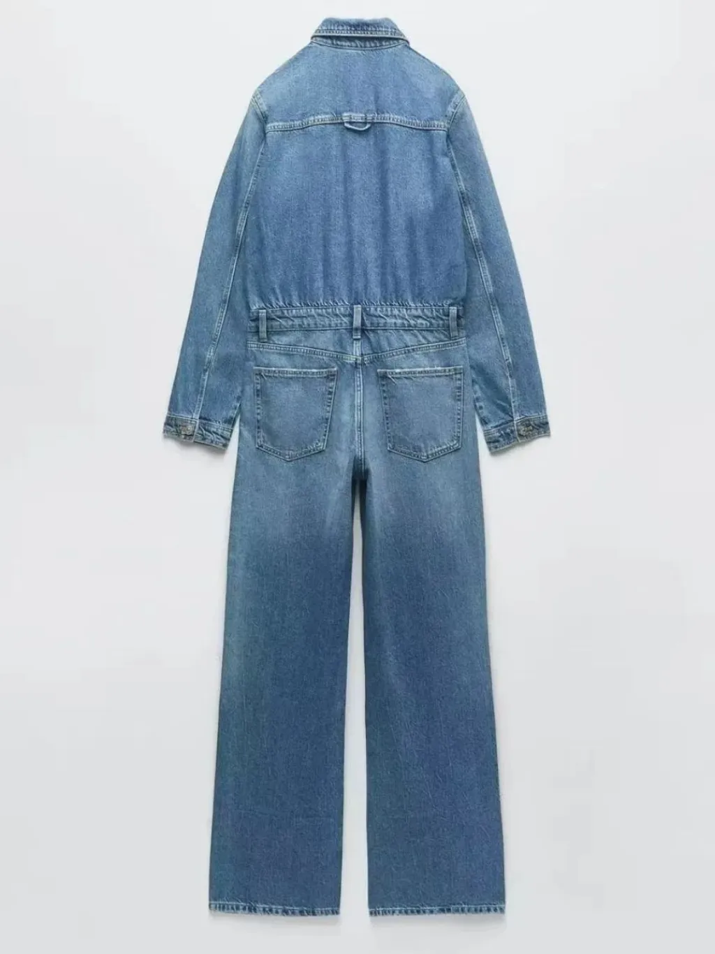 Women's Blue Long-Sleeve Denim Jumpsuit — quality denim, made to last