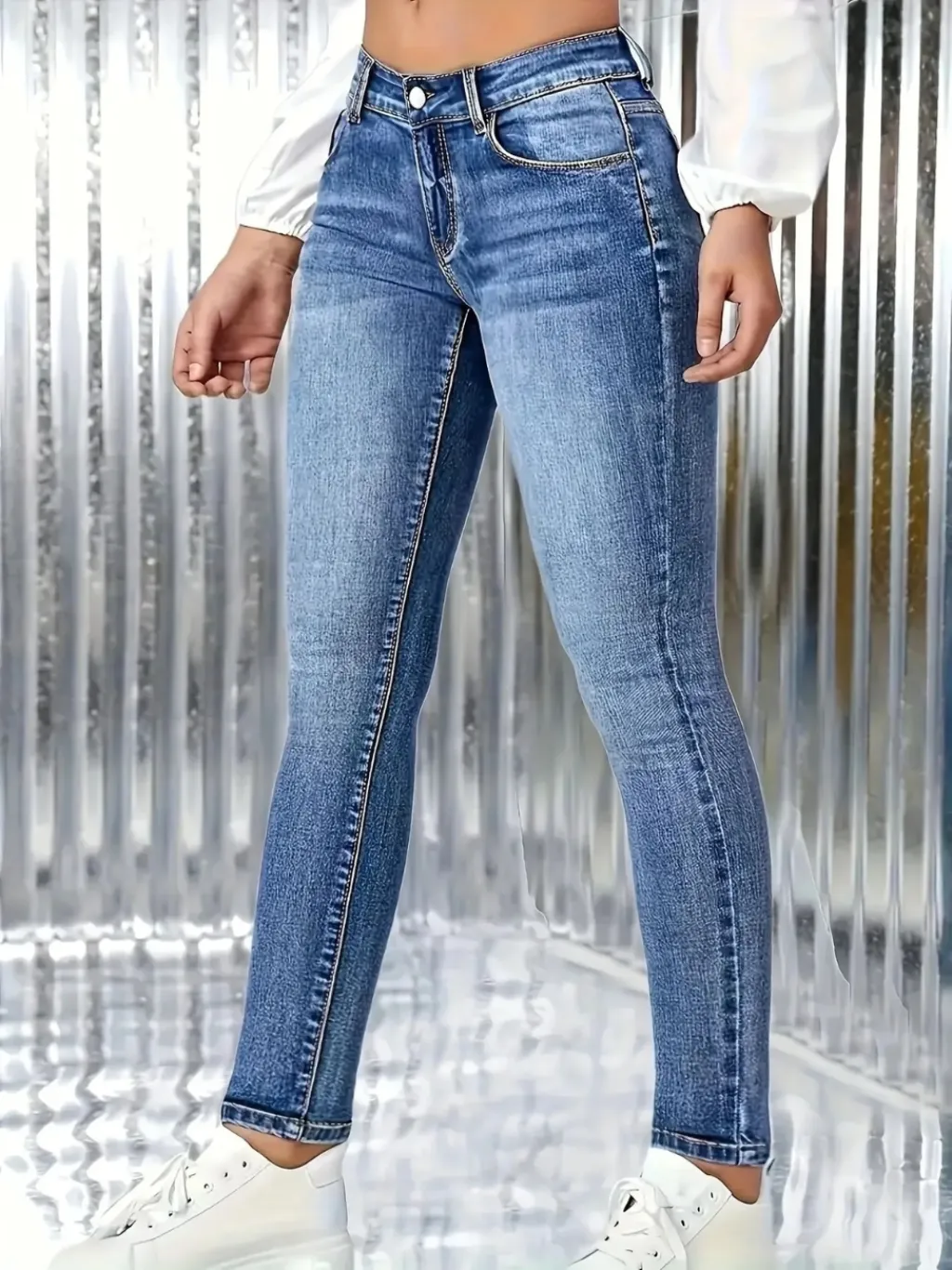 Women's Blue Washed Slim Stretch Jeans — quality denim, made to last