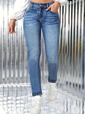 Women's Blue Washed Slim Stretch Jeans — view 5