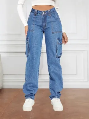 Women's Blue Work Jeans with Functional Pockets — view 2