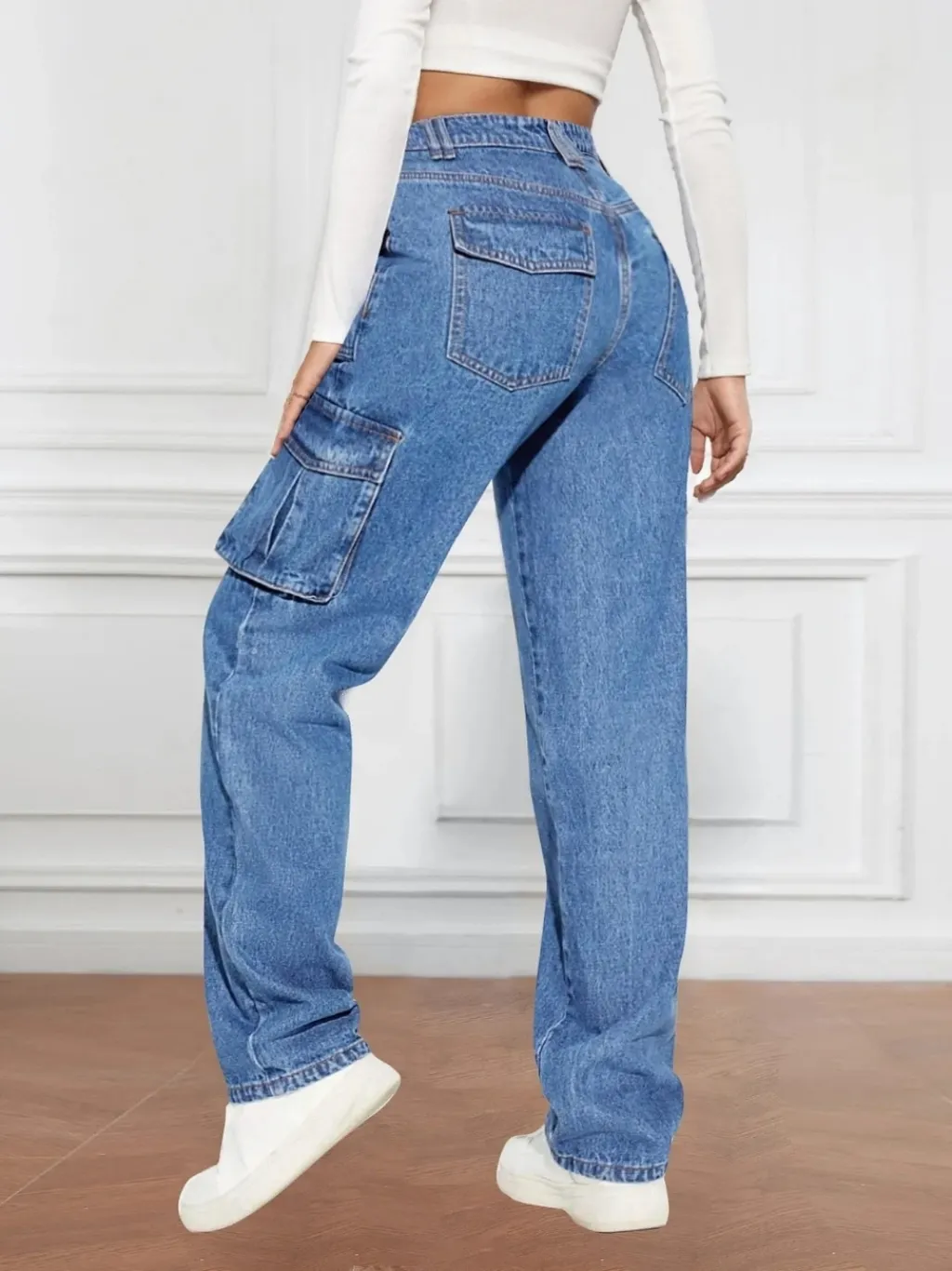 Women's Blue Work Jeans with Functional Pockets — quality denim, made to last