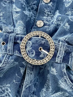 Women's Elegant Butterfly Print Denim Jumpsuit — view 5