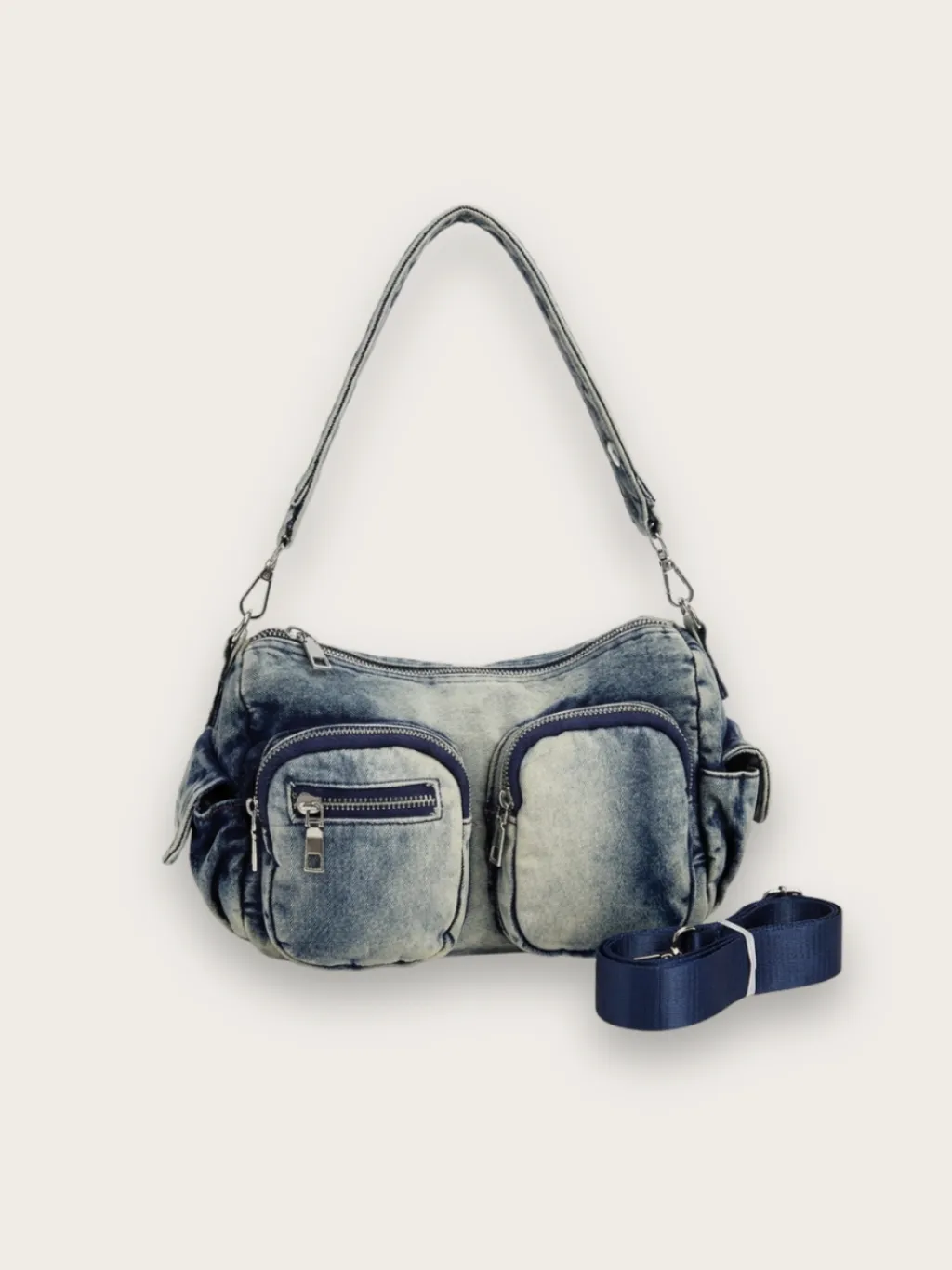 Women's Cargo-Style Denim Shoulder & Crossbody Bag