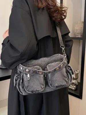 Women's Cargo-Style Denim Shoulder & Crossbody Bag — view 5
