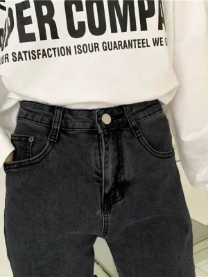 Women's Charcoal Grey High-Waisted 7/8 Jeans — view 2