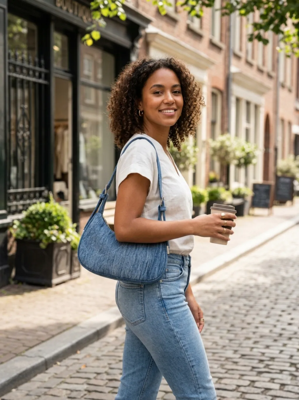 Women's Crescent Denim Shoulder Bag Y2K Style — a pair designed to be worn everywhere