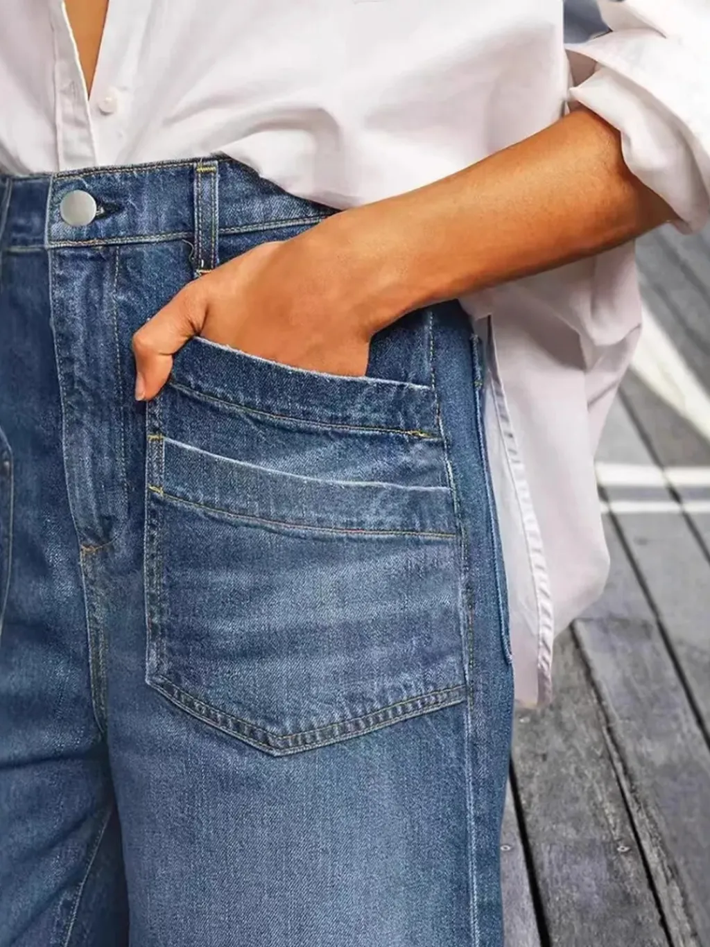 Women's Cropped Blue Washed Relaxed Fit Jeans — quality denim, made to last