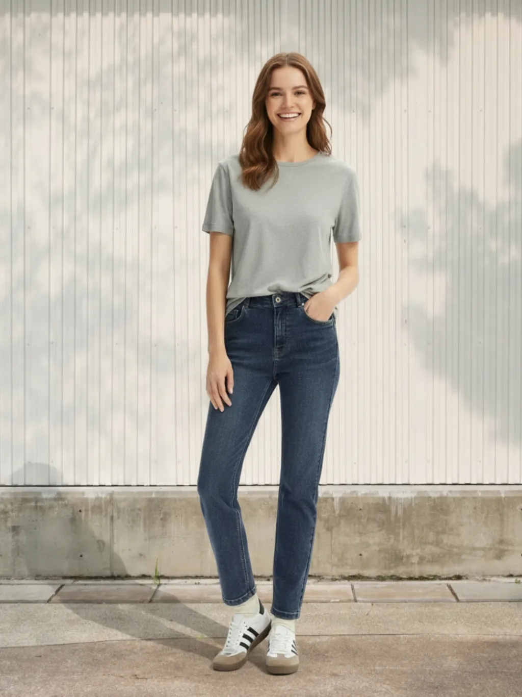 Women's Cropped Raw Blue Straight Jeans