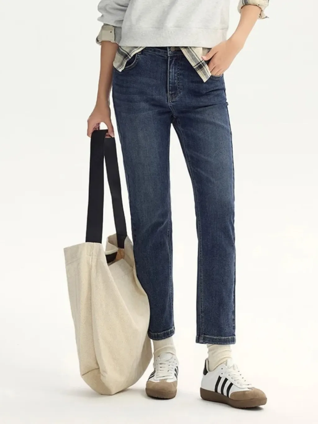Women's Cropped Raw Blue Straight Jeans — a pair designed to be worn everywhere