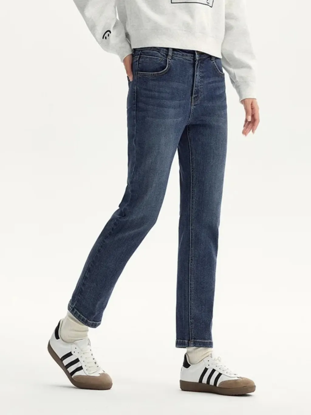 Women's Cropped Raw Blue Straight Jeans — quality denim, made to last
