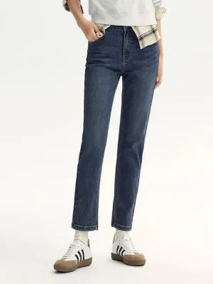 Women's Cropped Raw Blue Straight Jeans — view 6