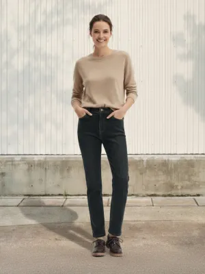 Women's Cropped Straight Fit Black Denim Jeans — view 1