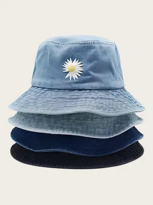 Women's Daisy Print Denim Bucket Hat — view 2