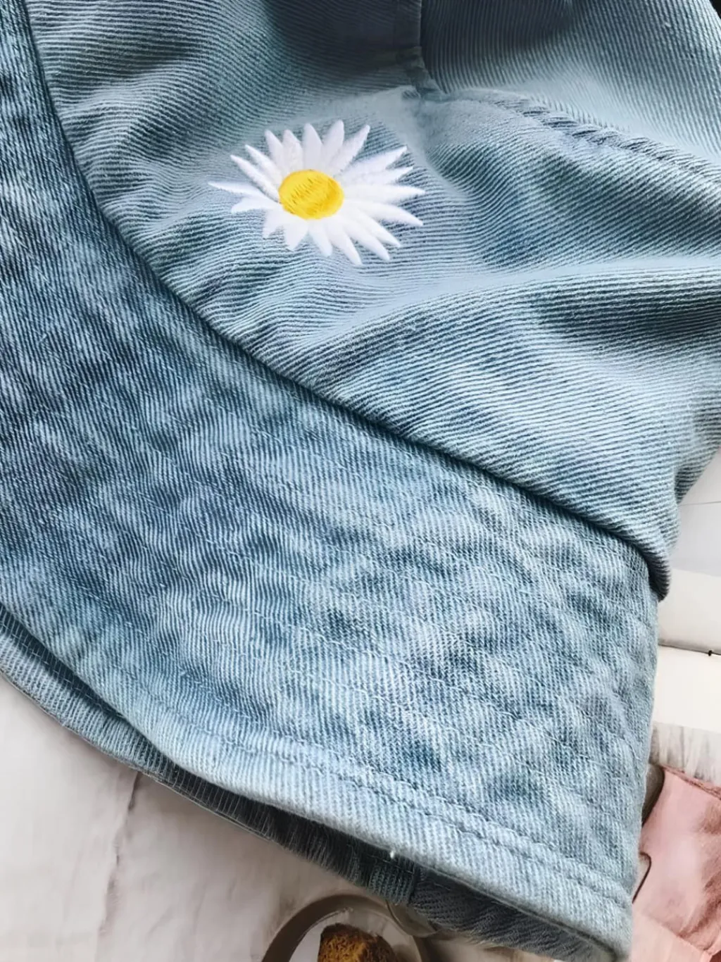 Women's Daisy Print Denim Bucket Hat — quality denim, made to last