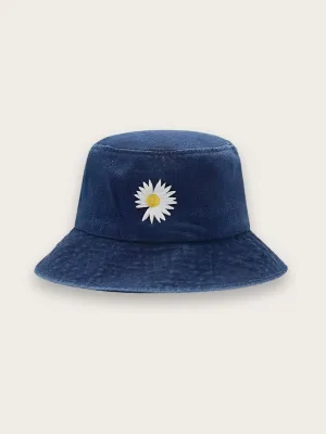 Women's Daisy Print Denim Bucket Hat — view 9