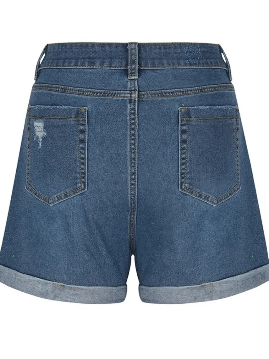 Women's Dark Blue Distressed Denim Shorts — endless ways to style it